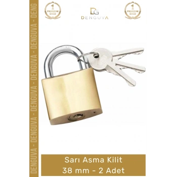 #AsmaKilit Güvenli Pirinç Gövde Sert Çelik Halkalı Paslanmaz Profesyonel Sarı Asma Kilit 38 mm - 2 Adet