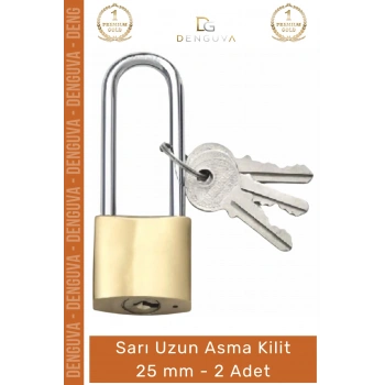 #AsmaKilit Sarı Pirinç Gövde Uzun Kanca Hırsızlığa Karşı Ekstra Dayanıklı Güvenli Asma Kilit 25 mm - 2 Adet