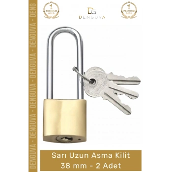 #AsmaKilit Dayanıklı Pirinç Gövde Profesyonel Güçlendirilmiş Emniyetli Güven Sarı Uzun Asma Kilit 38 mm - 2 Adet