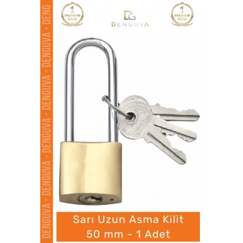 #AsmaKilit Pirinç Kaplama Yüksek Güvenlikli Sağlam Dış Mekan Koruma Sarı Uzun Asma Kilit 50 mm - 1 Adet
