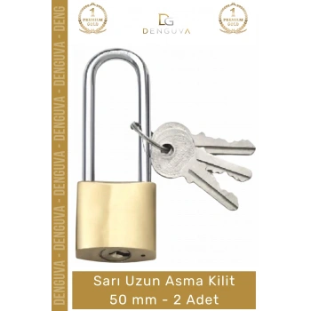#AsmaKilit Pirinç Kaplama Yüksek Güvenlikli Sağlam Dış Mekan Koruma Sarı Uzun Asma Kilit 50 mm - 2 Adet