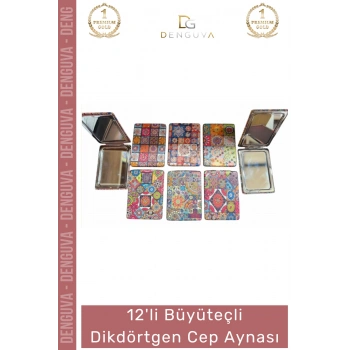 #Ayna 12li Makyaj Kişisel Bakım Kompakt Taşınabilir Hediyelik Promosyon Büyüteçli Dikdörtgen Cep Aynası