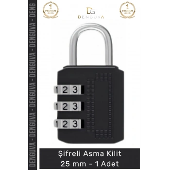 #AsmaKilit Çelik Gövdeli Dayanıklı Güvenli Valiz Dolap Emniyet Mekanizması Şifreli Asma Kilit 25mm - 1 Adet
