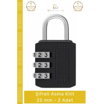 #AsmaKilit Çelik Gövdeli Dayanıklı Güvenli Valiz Dolap Emniyet Mekanizması Şifreli Asma Kilit 25mm - 2 Adet