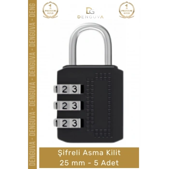 #AsmaKilit Çelik Gövdeli Dayanıklı Güvenli Valiz Dolap Emniyet Mekanizması Şifreli Asma Kilit 25mm - 5 Adet