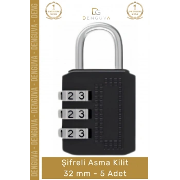 #AsmaKilit Güvenli Dayanıklı Çelik Gövde Pratik Koruma Sağlayan Uzun Ömürlü Şifreli Asma Kilit 32mm - 5 Adet