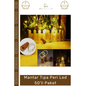 #LedIşık Dekoratif Şişe Süsleme Işığı Günışığı Pilli Esnek Tel Mantar Tıpa Peri Led 50li Paket