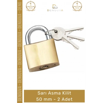 #AsmaKilit Sarı Pirinç Alaşım Dayanıklı Paslanmaz Çelik Korozyon Dirençli Güvenli Asma Kilit 50 mm - 2 Adet
