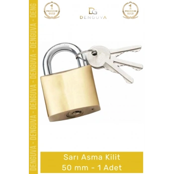 #AsmaKilit Sarı Pirinç Alaşım Dayanıklı Paslanmaz Çelik Korozyon Dirençli Güvenli Asma Kilit 50 mm - 1 Adet