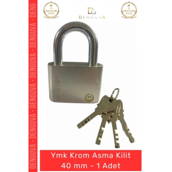 #AsmaKilit Sertleştirilmiş Çelik Yüksek Güvenlikli Dayanıklı Paslanmaz Metal Krom Asma Kilit 40 mm - 1 Adet