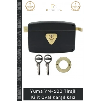 #Kilit Dış Kapı Güvenli Mat 70mm Sağlam YM600 Kilit Yuma Tirajlı Kilit Oval Karşılıksız Siyah - 1 Adet