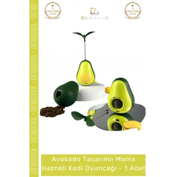 #KediOyuncağı Avokado Şeklinde Kedi Naneli İnteraktif Hareketli Eğitici Ödül Kapak Mama Hazneli Kedi Oyuncağı - 1 Adet