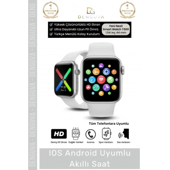 #AkıllıSaat Premium T500 Plus Ips Ekran Spor Sağlık Sensörlü Android Tansiyon Nabız Ölçer Akıllı Saat