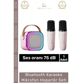 #KaraokeSeti Kablosuz Taşınabilir Lityum Pilli Bluetooth 20W Güçlü Ses Karaoke Mikrofon Hoparlör Seti