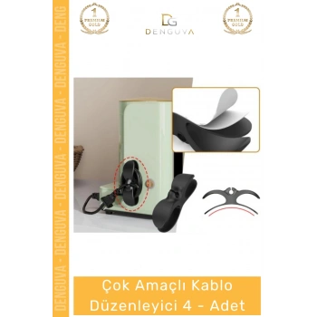 #KabloAparatı Mutfak Çok Amaçlı Kablo Toplayıcı Aparat Kahve Siyah Sarma Düzenleyici - 4 -Adet