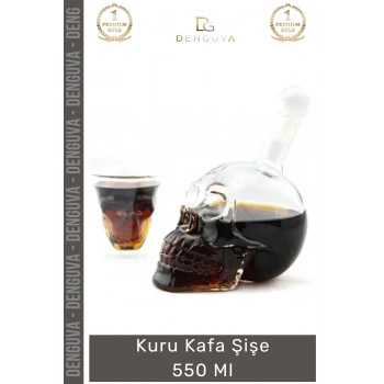 #CamŞişe Crystal Head Tasarım Dekoratif El Yapımı Cam Modern Gotik Şık Kuru Kafa Şişe 550 Ml
