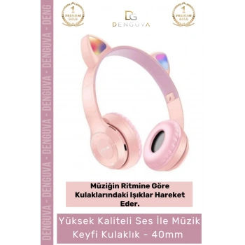 #Kulaklık Işıklı 50 Stereo Yüksek Ses Kaliteli Şarjlı Çocuk Mikrofonlu Kablosuz Bluetooth Kedili Kulaklık