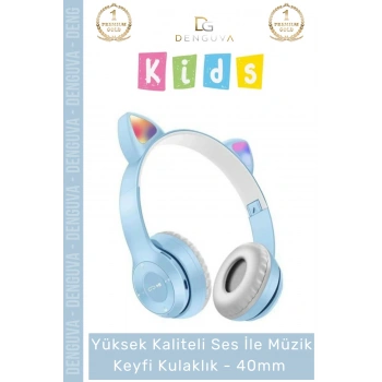 #Kulaklık Işıklı LED Çocuk Mikrofonlu Kulaküstü Stereo Şarjlı Pembe RGB Kablosuz Bluetooth Kedili Kulaklık