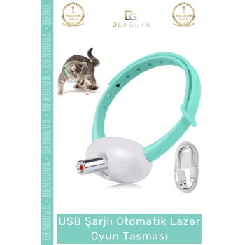#KediLazeri Otomatik USB Şarjlı İnteraktif Ayarlanabilir Silikon Kapanma Kedi Lazer Oyun Tasması