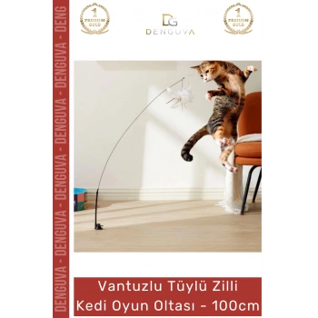#KediOyuncağı Vantuzlu İnteraktif Sağlam Kaliteli Avcılık Eğitici Zemin Tüylü Zilli Kedi Oyun Oltası