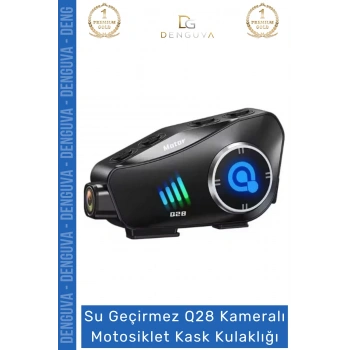 #KaskKulaklığı Q28 Bluetooth 53 HD 1080P IPX6 Su Geçirmez Interkom Kameralı Motosiklet Kask Kulaklığı