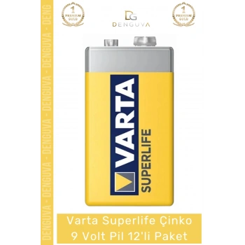 #Pil Superlife Çinko Karbon 6F22 Duman Dedektörü Telsiz Ekonomik 9 Volt Pil 12li Paket