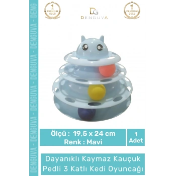 #KediOyuncağı 3 Katlı Kedi Başlıklı Toplu Hareketli Petzoom Kule Eğitici Kedi Oyuncağı 19,5 cm x 24cm
