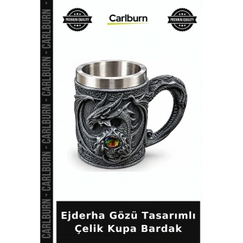 Ejderha Gözü Tasarımlı 3D Paslanmaz Çelik Kupa Bardak