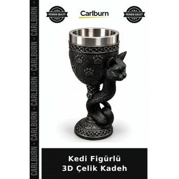 Kedi Figürlü 3D Paslanmaz Çelik Kadeh Bardak Alk6543