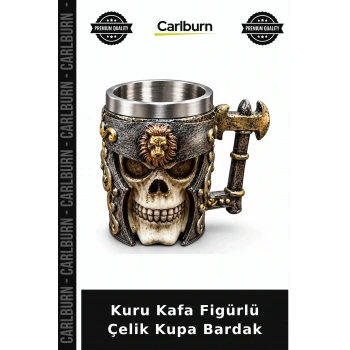 Kuru Kafa Figürlü 3D Kabartmalı Paslanmaz Çelik Kupa Bardak