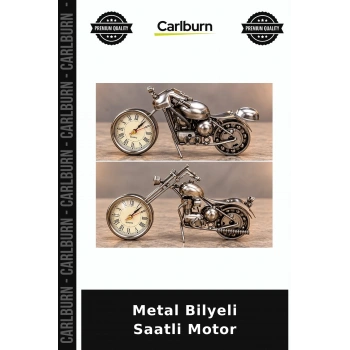 Metal Bilyeli Saatli Motor Vitrin Dekor Ofis