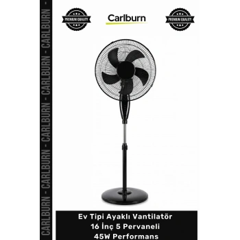 Özel Üretim 16 İnç 5 Pervaneli  45W Performans Ev Tipi Ayaklı Vantilatör