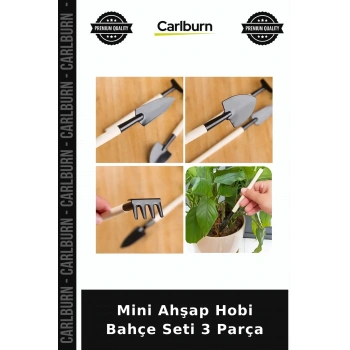 Özel Üretim Bitki Dikim Aksesuar Mini Ahşap Hobi Bahçe Seti 3 Parça