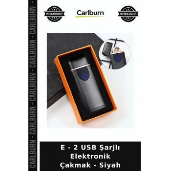 Özel Üretim E - 2 USB Şarjlı Elektronik Çakmak - Siyah