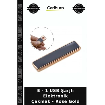 Özel Üretim Hediye Aksesuar E - 1 USB Şarjlı Elektronik Çakmak - Rose Gold