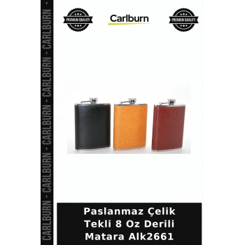 Özel Üretim Hediye Paslanmaz Çelik Tekli 8 Oz Derili Matara Alk2661