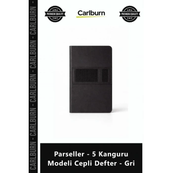 Özel Üretim Promosyon Logo Baskılı Kurumsal Şık Parseller 5 Kanguru Modeli Cepli Defter Gri