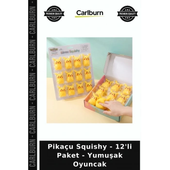Pikaçu Squishy - 12li Paket - Yumuşak Oyuncak Sevimli Popüler Oyun
