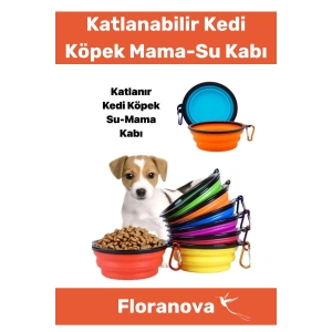 Premium Seyahat Tipi Taşınabilir Kancalı Silikon Katlanabilir Kedi Köpek Evcil Hayvan Mama Su Kabı