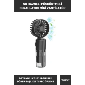 Özel Üretim Su Hazneli Püskürtmeli 3 Kademeli Şarjlı Taşınabilir 1200 mAh Usb Mini Klima Vantilatör