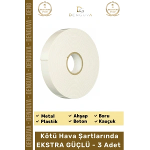 #Bant Güçlü Yapışkanlı 18mm 2m Duvar Tablo Montaj Bandı Ofis Ev Mobilya Çift Taraflı Köpük Bant - 3 Adet