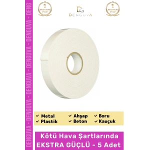 #Bant Güçlü Yapışkanlı 18mm 2m Duvar Tablo Montaj Bandı Ofis Ev Mobilya Çift Taraflı Köpük Bant - 5 Adet