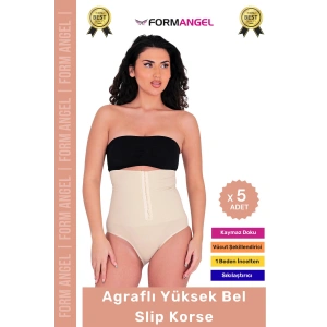 #Korse Vücut Şekillendiren Toparlayıcı Kaymaz Agraflı Yüksek Bel Slip Kadın Külot Korse - 5 Adet