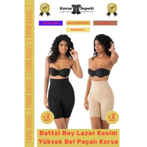#Korse 2 Beden Küçülten Kaymaz Toparlayıcı Battal Boy Lazer Kesim Yüksek Bel Paçalı Korse 4lü Set