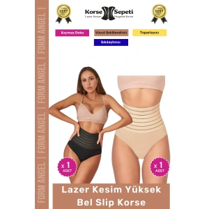 #Korse Vücut Şekillendirici Karın Bel Toparlayıcı Lazer Kesim Yüksek Bel Slip Korse 2li Set