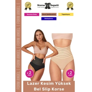 #Korse Vücut Şekillendirici Karın Bel Toparlayıcı Lazer Kesim Yüksek Bel Slip Korse 4lü Set