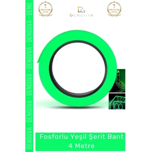#FosforluBant Işıldayan Photoluminescent Acil Çıkış Emniyet Ev Bahçe 4 Metre Fosforlu Yeşil Şerit Bant