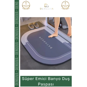 #BanyoPaspası Dayanıklı Nappa Deri Kaymaz Kauçuk Tabanlı Hızlı Kuruyan Gri Mavi Emici Banyo Duş Paspas