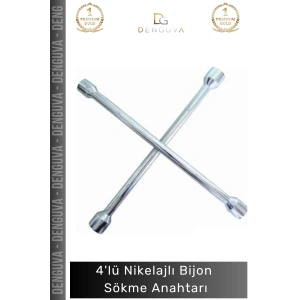 #BijonAnahtarı Istavroz Çelik 17 19 21 22 mm Dayanıklı Oto Lastik Ekipmanı 4lü Nikelajlı Bijon Sökme Anahtarı