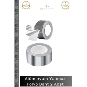 #YanmazBant Yüksek Isıya Dayanıklı 350 Derece Yalıtım Bacası Borusu Yapışkanlı Alüminyum Yanmaz Folyo Bant - 2 Adet